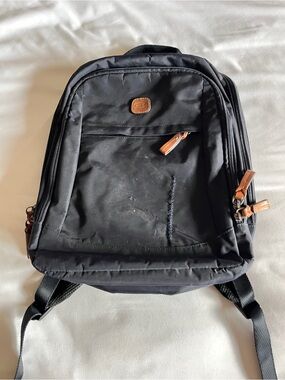 Bric's Milano Dark Blue Nylon Leather Laptop Backpack Small Travel Bag Rucksack